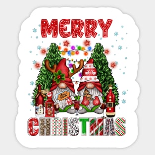 Merry Christmas Gnome Family Funny Xmas Tree Women Men Kids Sticker